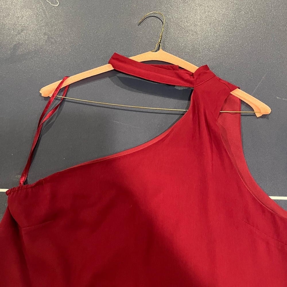 Dainty Hooligan One Shoulder Burgundy Dress - Picture 3 of 7